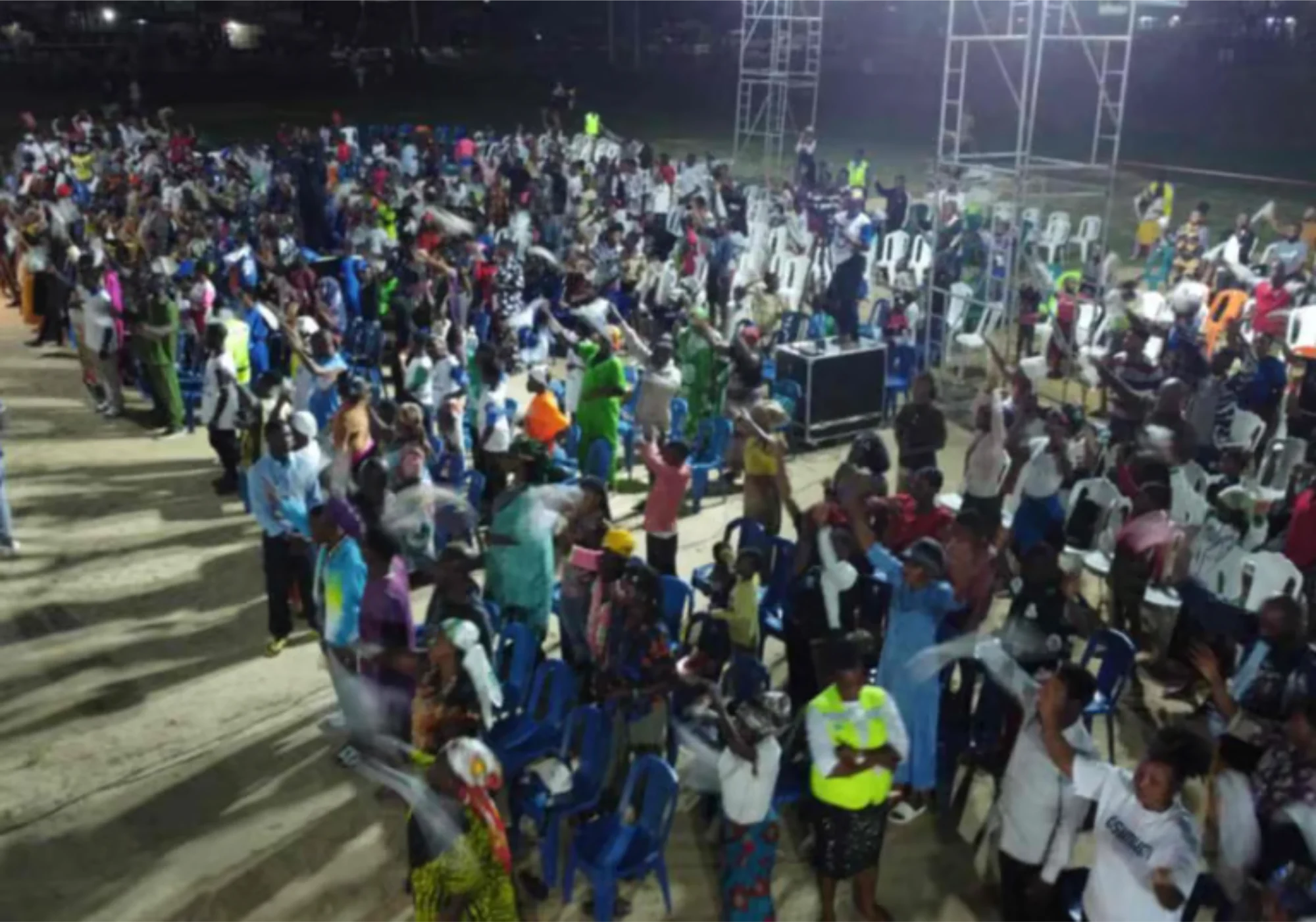 Congregation in celebratory worship at Only Jesus Can Save